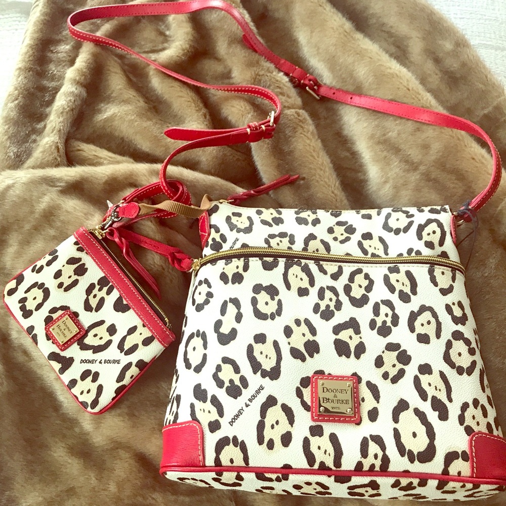Dooney and Bourke cheetah/red large purse/wristlet